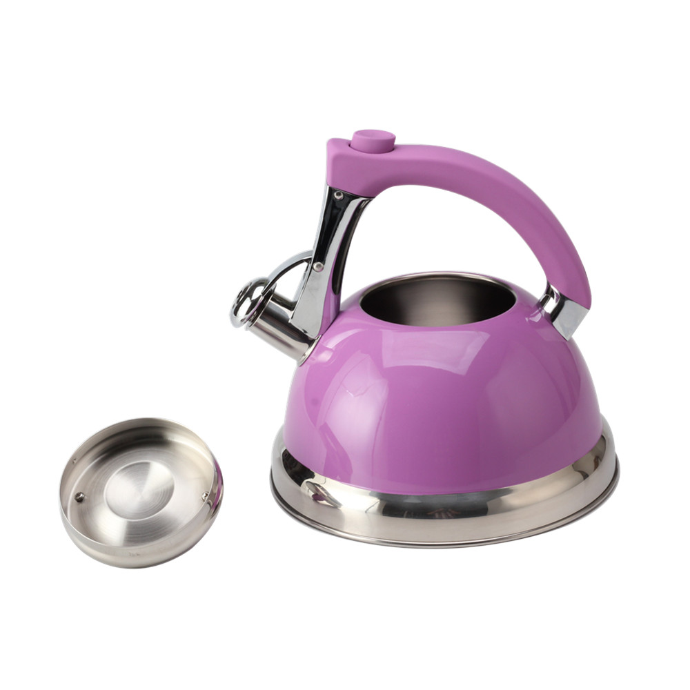 Classic Stainless Steel Whistling Tea Kettle With Purple Handle — 2