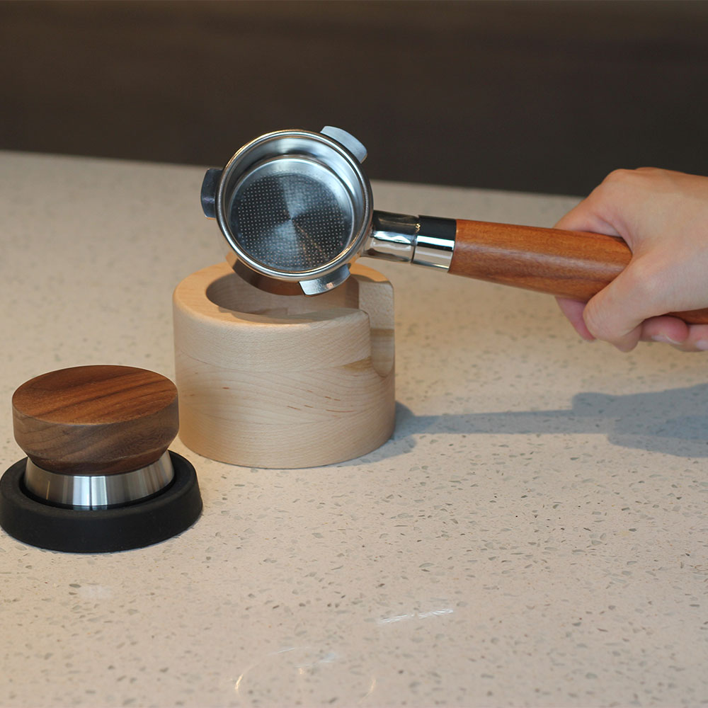 Stainless Steel Portafilter With Solid Wood Handle — 3