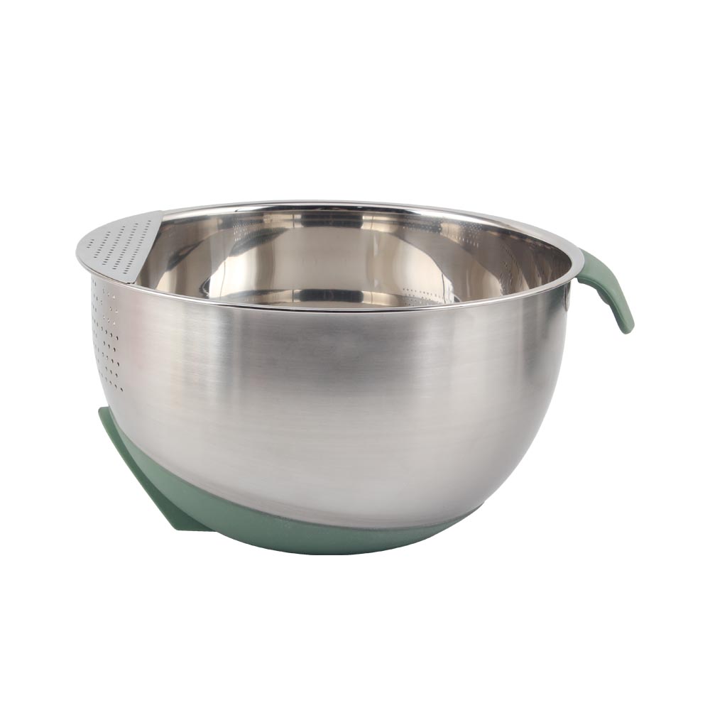 Stainless Steel Rice Washing Bowl With Silicone Base And Handle — 3