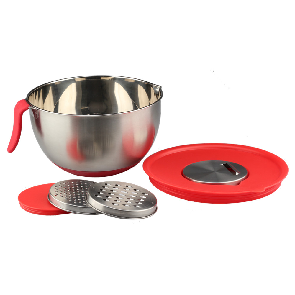 Stainless Steel Mixing Bowl Set With Long Handle — 5