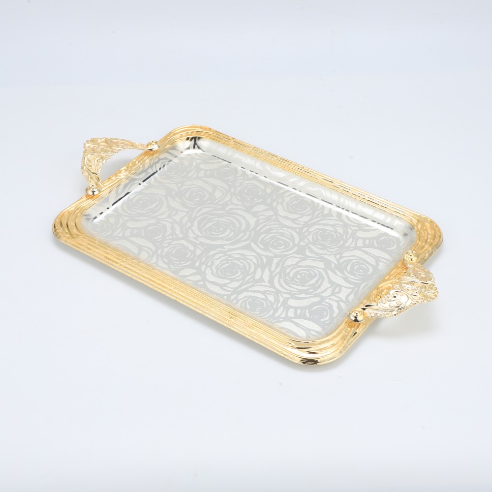 Lace Rectangular Iron Tray Pattern Double Color — product information