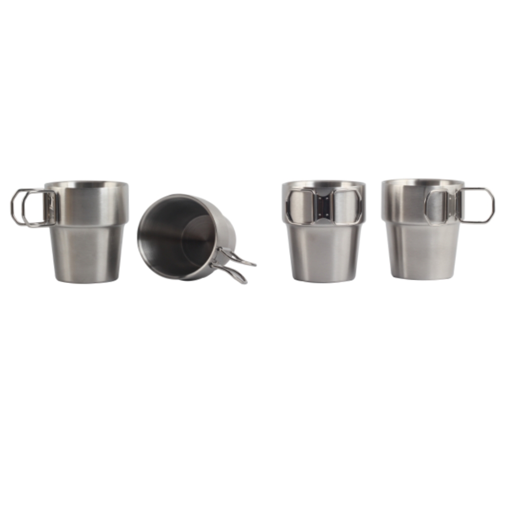 Stainless Steel Water Cup Mug With Foldable Handles — product information