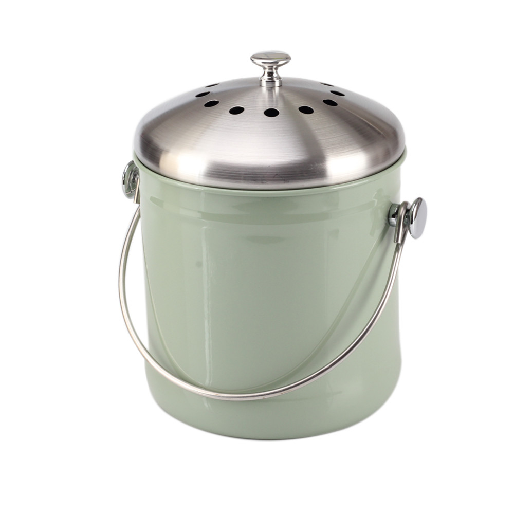 Mini 0.8 Gallon Stainless Steel Compost Bin With Lid, with Innovative Dual Filter Technology — 2