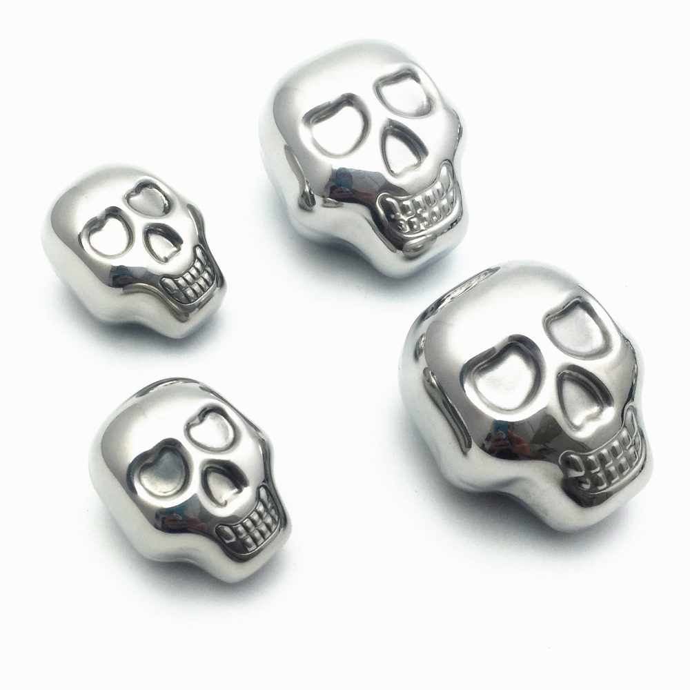 Stainless Steel Skull Ice Cube Whiskey Stone, Gifts for Men, Whiskey Stones Set — 4
