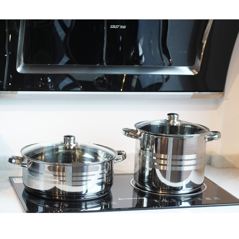 8pcs Stainless Stock Pot — 6