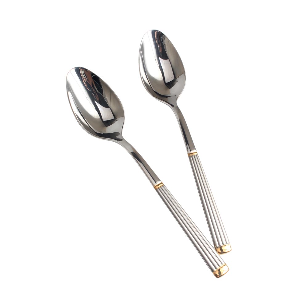 Gold Accent Mirror Polished,Dishwasher Safe stainless Steel flateware set — 6