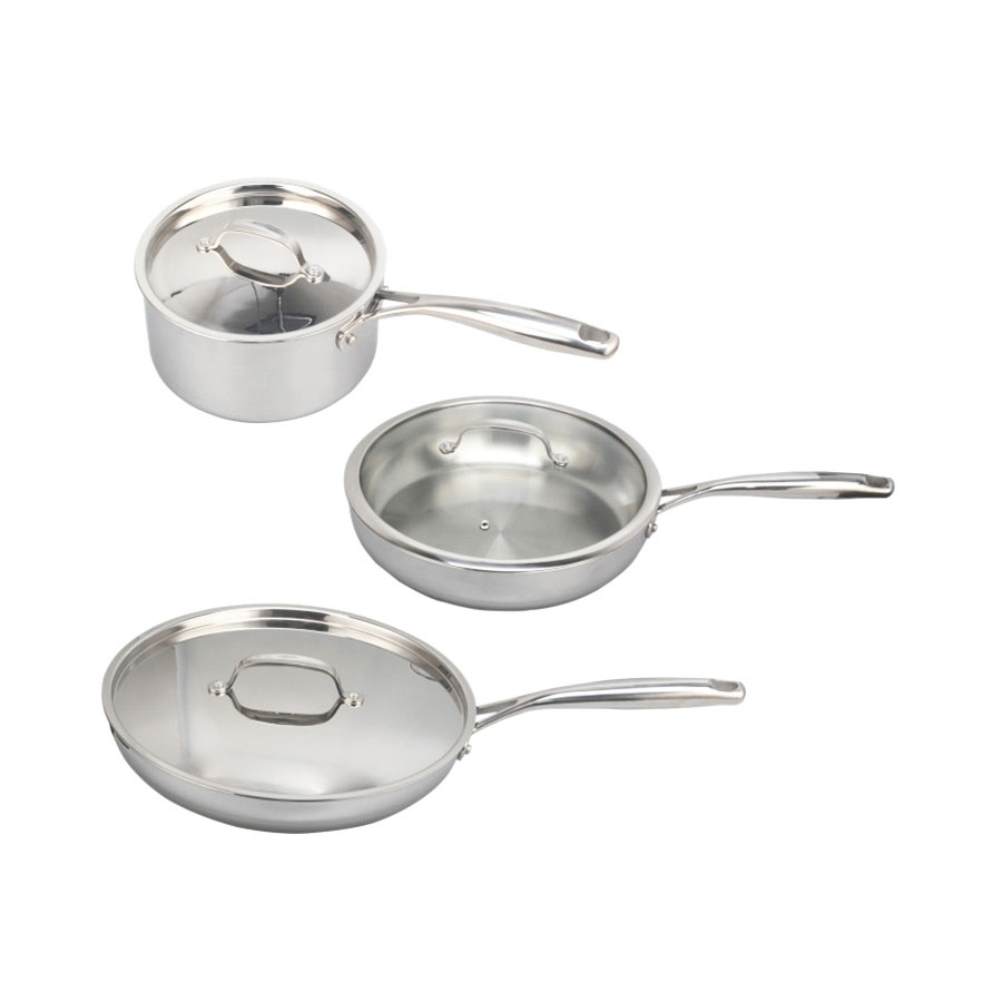 Stainless Steel Tri-Ply Frying Pan With Ss Lid — product information