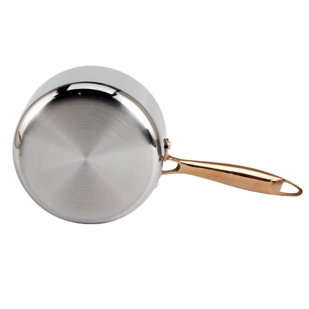 Whole-Clad Tri-Ply Stainless Steel Sauce Pan With Gold Handle — 2
