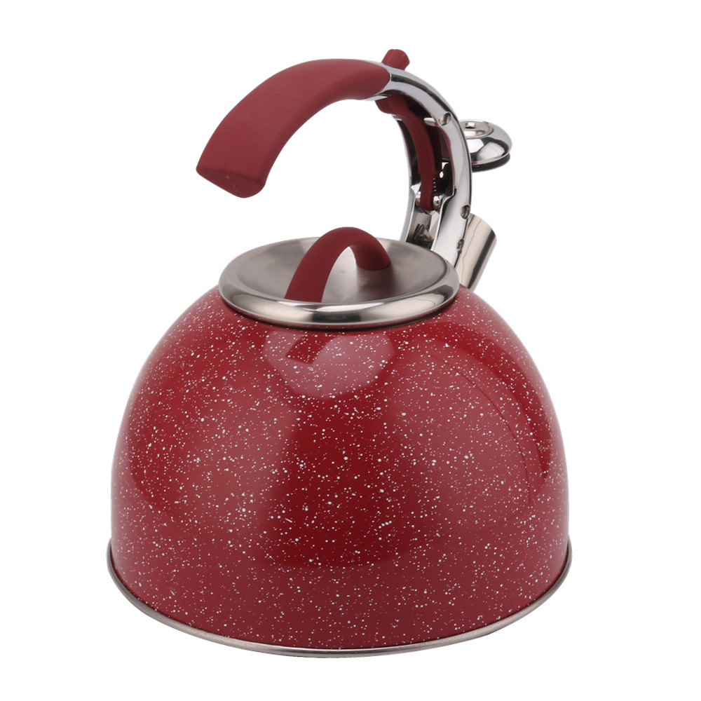 3 Litre Capacity Stainless Steel Whistling Tea Kettle-Red — 3