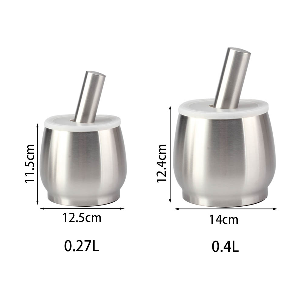 Food Safe Mortar and Pestle for Pills Spices Herbs with Lid,18/8 Steel Crusher Bowl — product information