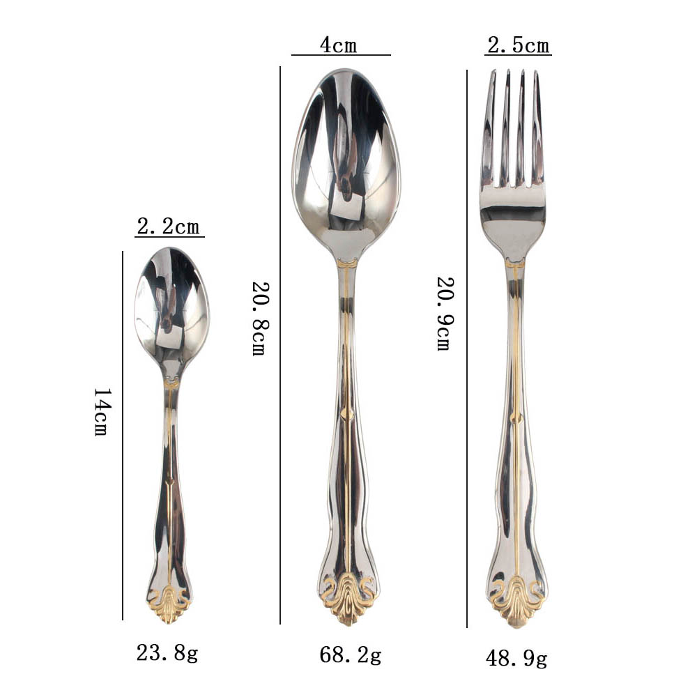 Service for 3, Fine Silverware Set (Gold Accent) Stainless Steel Flatware Set — product information