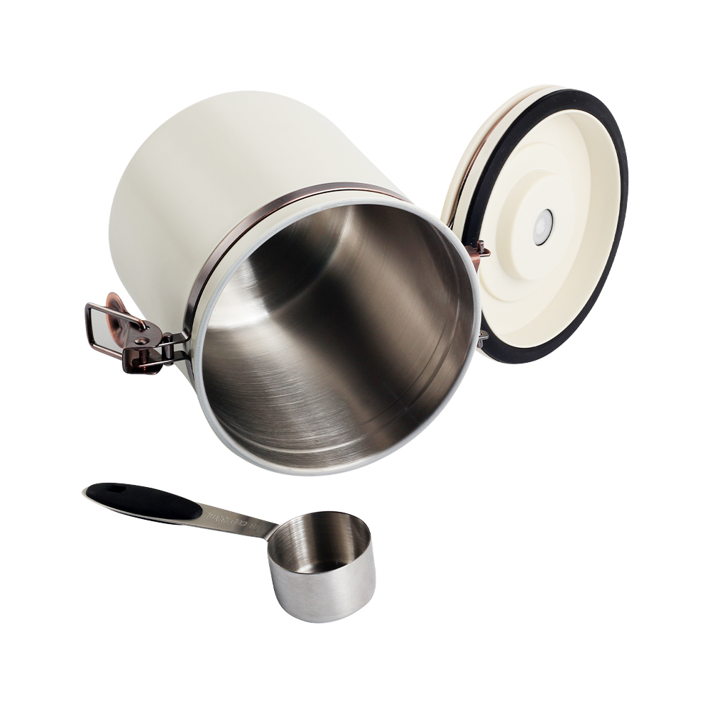Coffee Canister With Date Track, Airtight Stainless Steel Kitchen Food Storage Container With Lids — product information