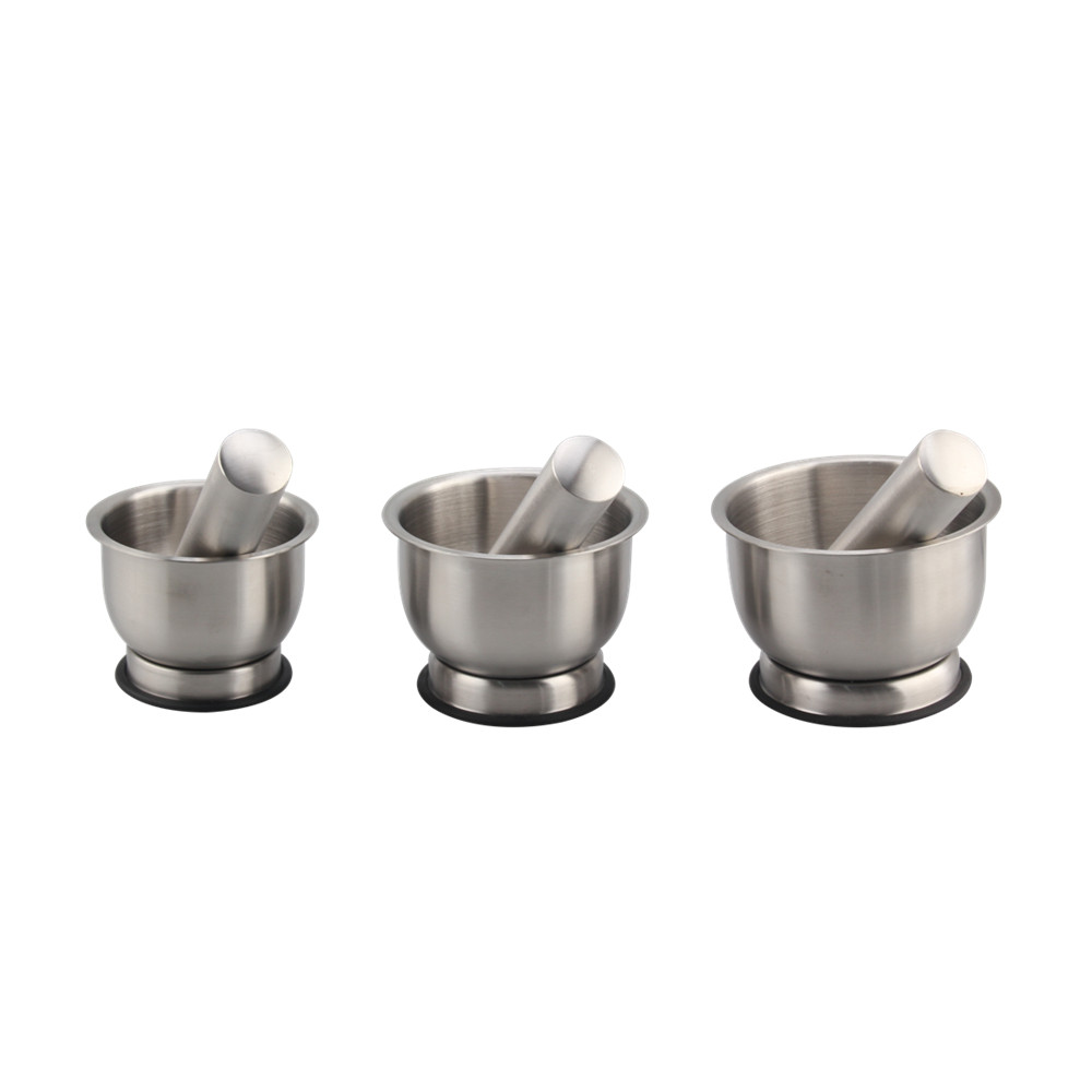 Stainless Steel Mortar and Pestle Set with Lid for Spice Medicine Grinder Coffee Bean Crusher