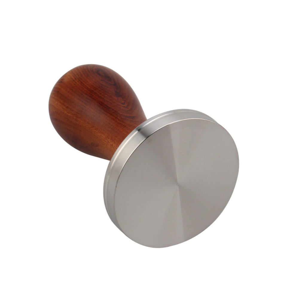 Stainless Steel Espresso Press With Wood Handle for Coffee Grounds — 3