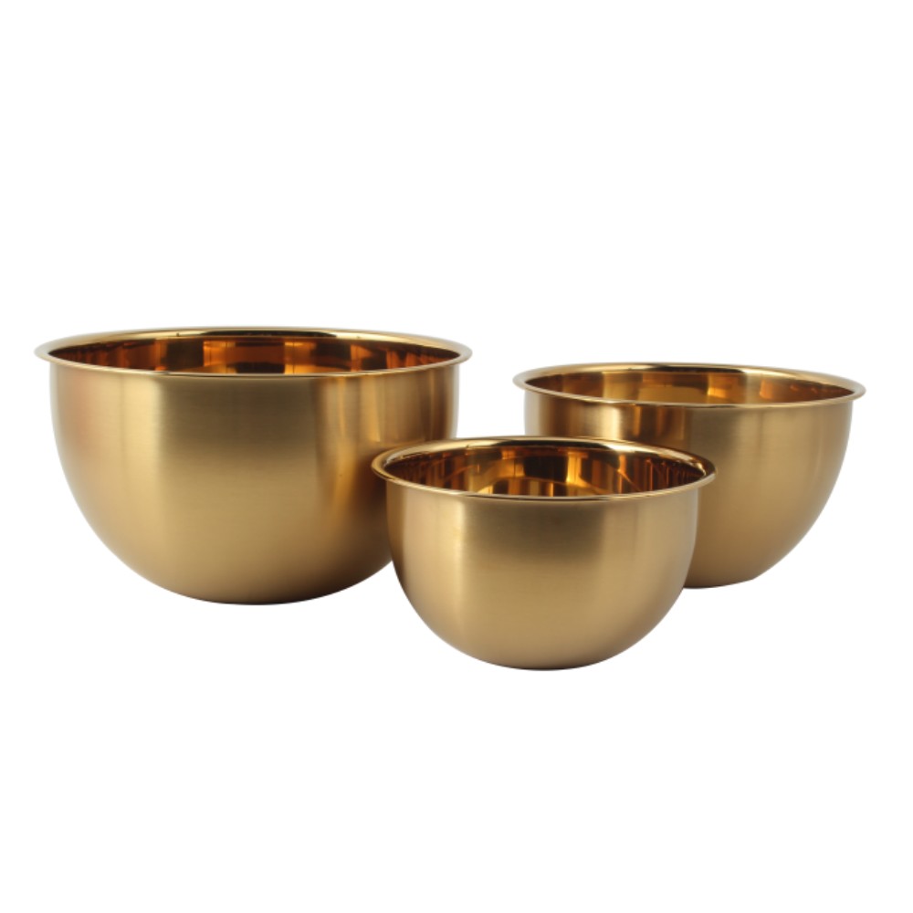 3size PVD Golden Mixing Bowl set — 6