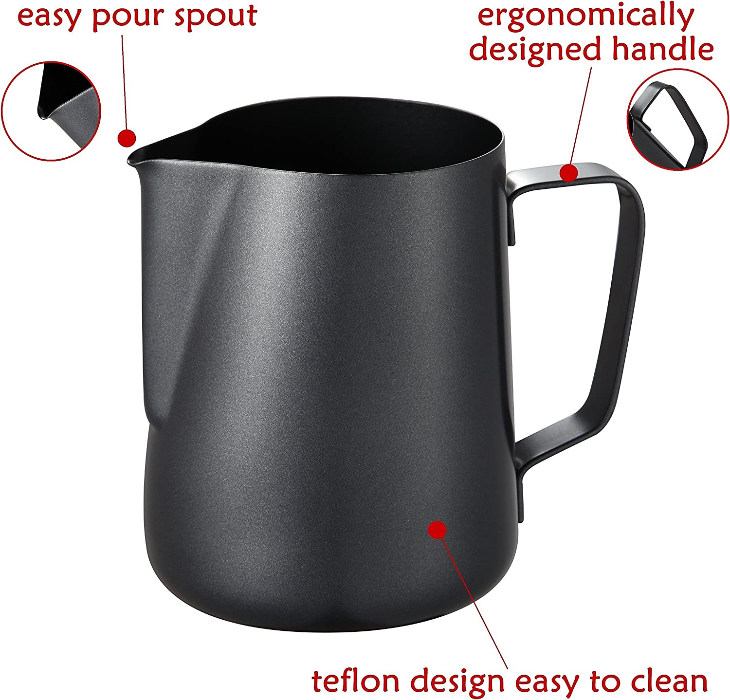 Black Espresso Milk Frothing Pitcher 600 ml — 6