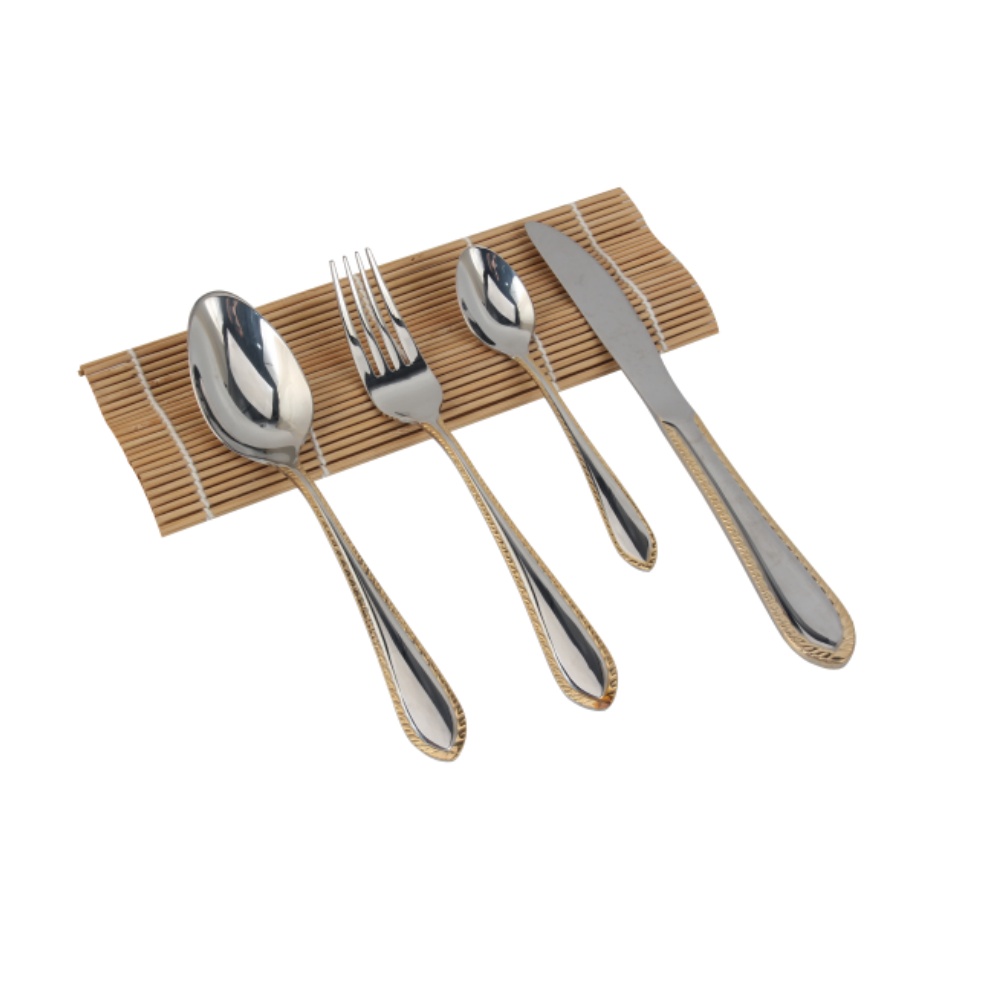 Gold Accent 4-pcs Set Stainless Steel Flatware set Dishwasher Safe — 7