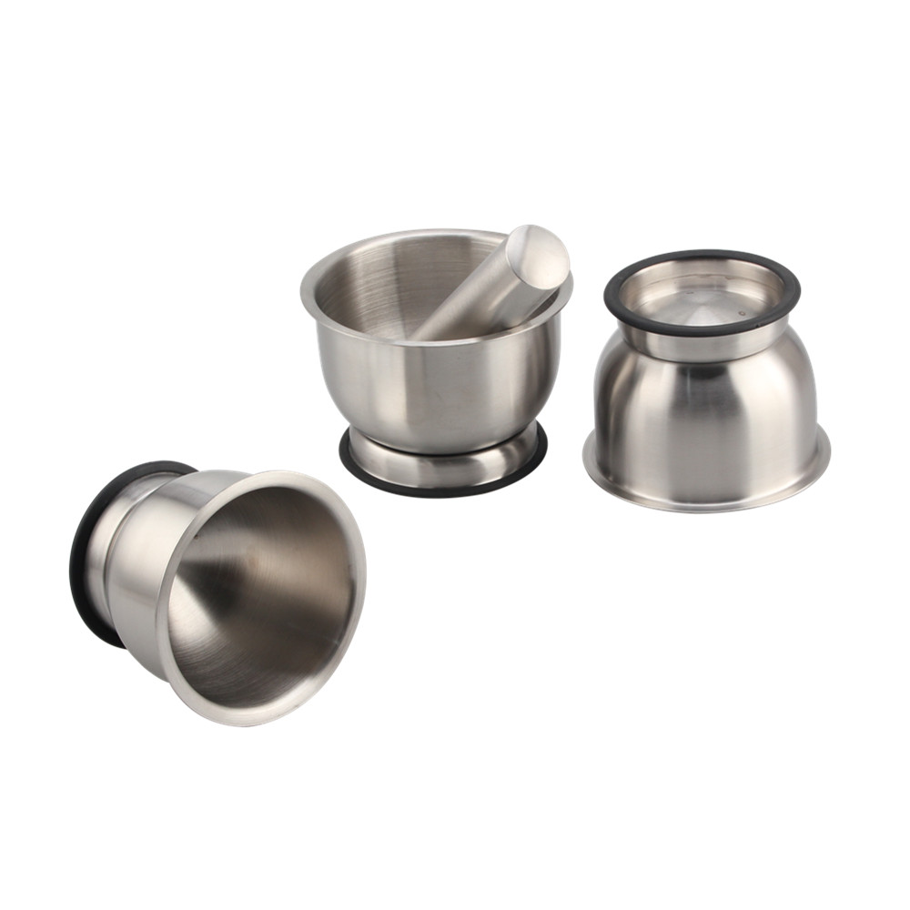 Stainless Steel Mortar and Pestle Set with Lid for Spice Medicine Grinder Coffee Bean Crusher — 4