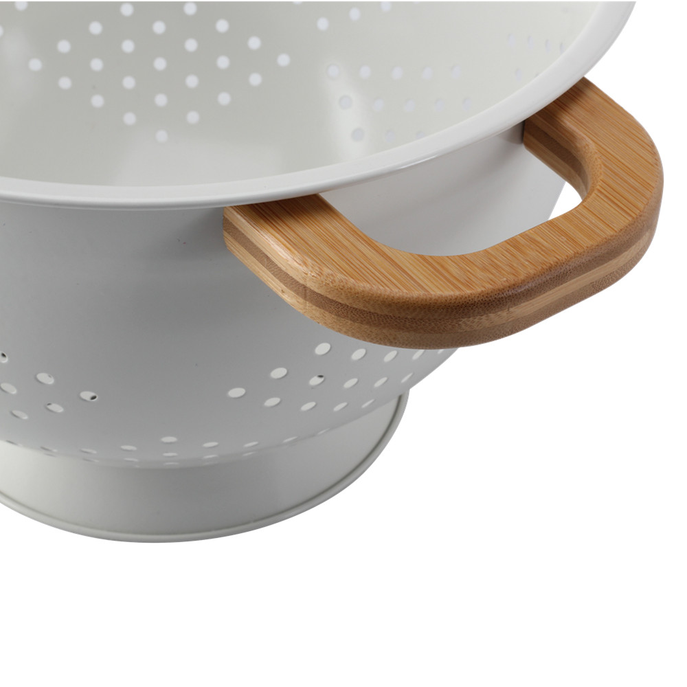 Stainless Steel Colander Mesh Metal Strainer Pasta Rice Strainer With Handle — product information