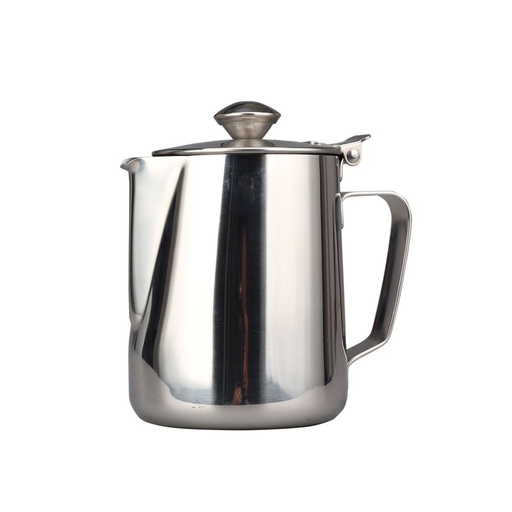 Stainless Steel Latte Milk Frothing Pitcher Jug With Lid — 2