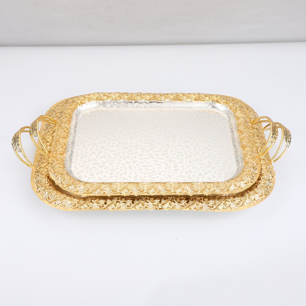 Coffee Serving Tray, Elegant Metal Serving Tray for Home Cafe — product information