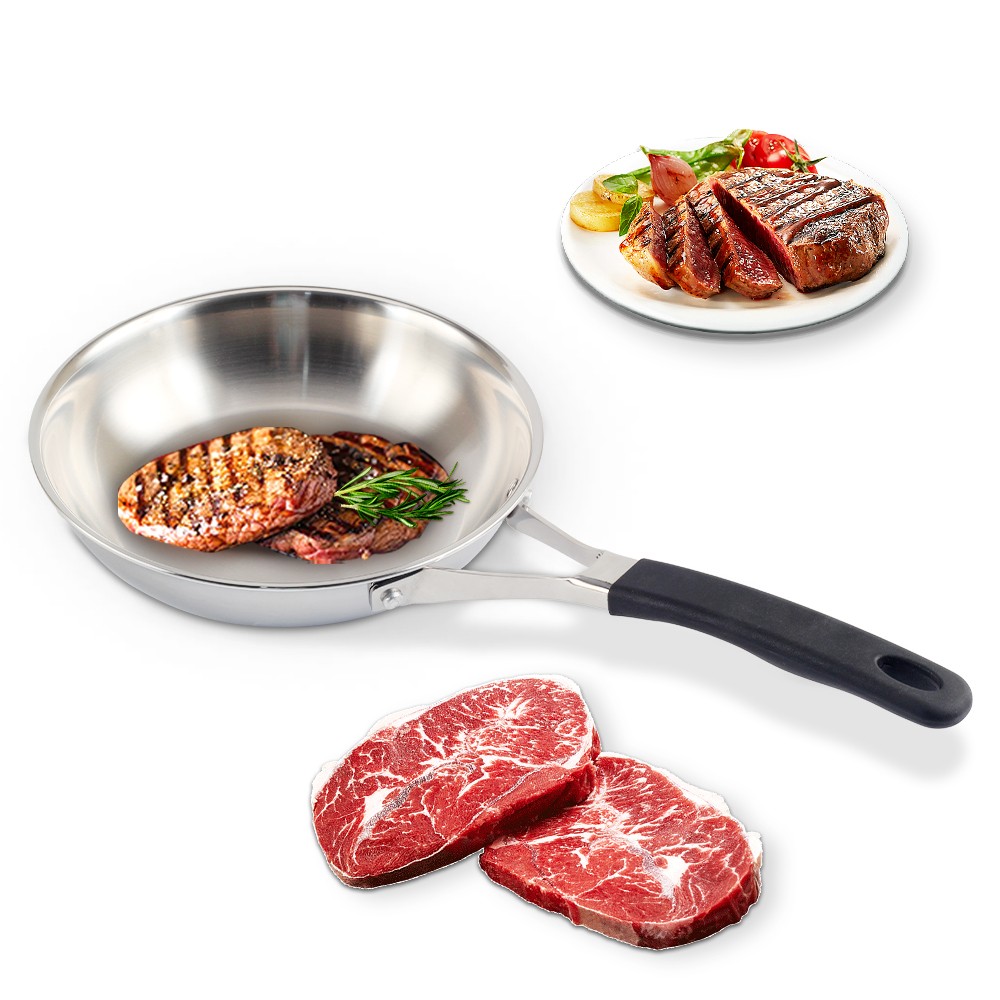 Triply Stainless Steel Frying Pan With Silicone Handle — product information