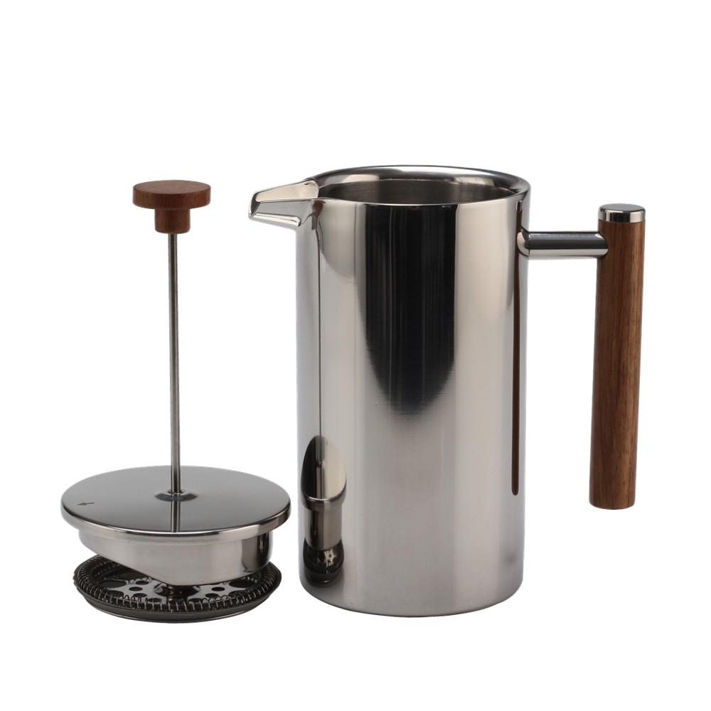 Stylish French Press Coffee And Tea Maker With Wood Handle And Knob — product information