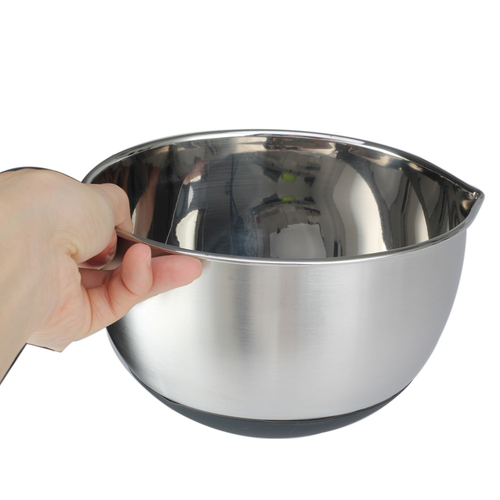 Set Of 3 Stainless Steel Mixing Bowls, Non Slip Silicone Base Bowls — 5