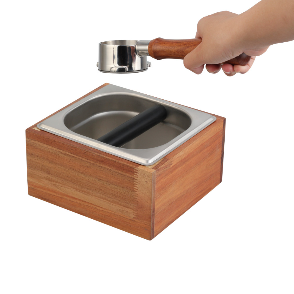 Stainless Steel And Wood Bin for Espresso Machine Coffee Grounds — 6