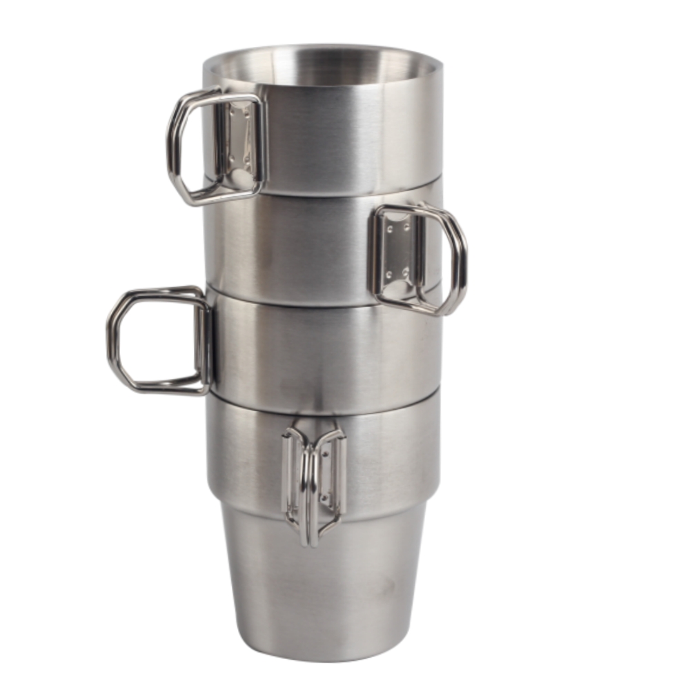 Stainless Steel Water Cup Mug With Foldable Handles — product information