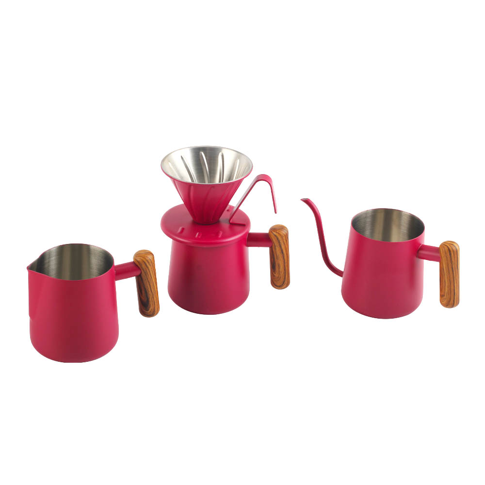 Fashionable Coffee Dripper Set Including Stainless Steel Filter, Coffee Cup And Gooseneck Kettle