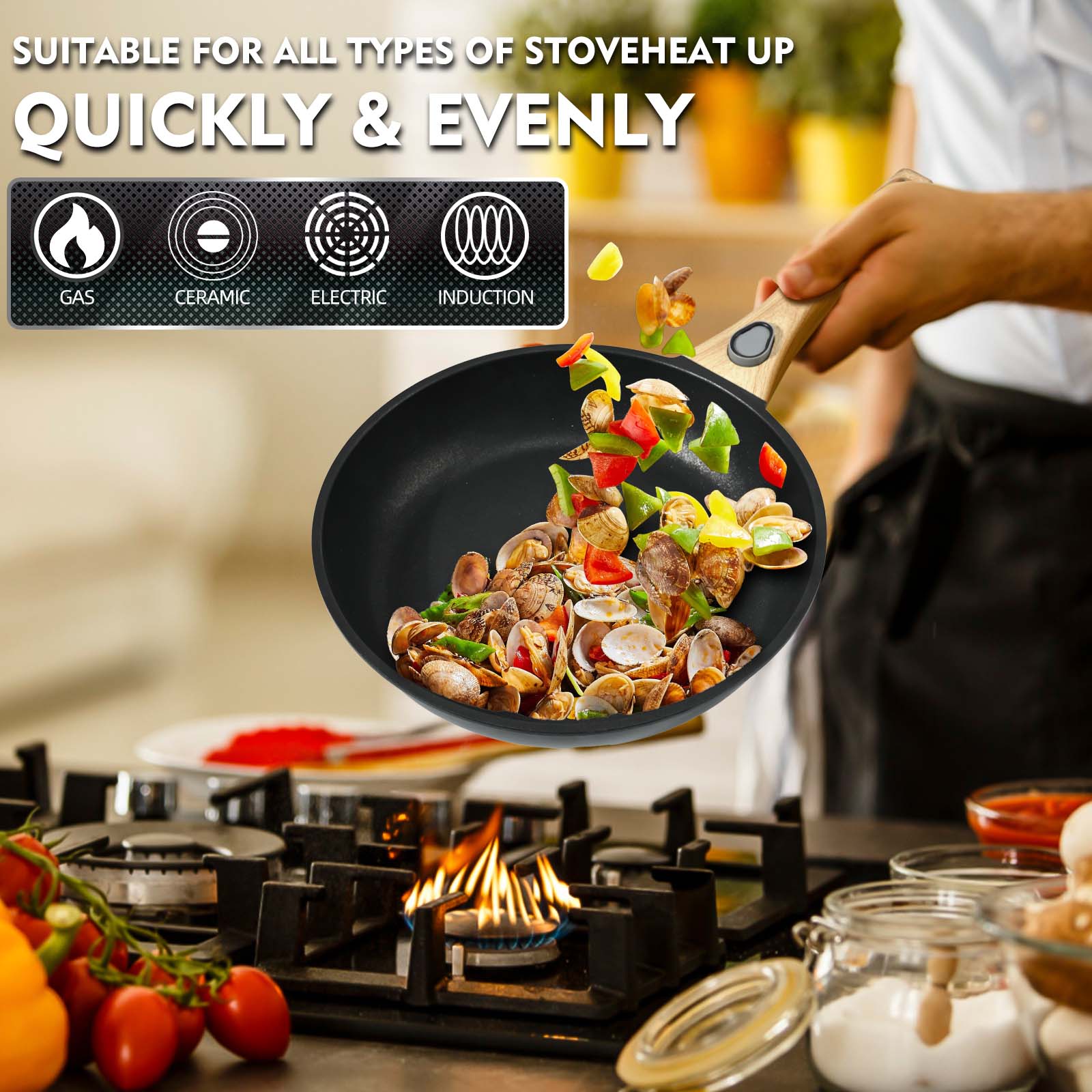 Nonstick Deep Frying Pan With Removable Handle — 6