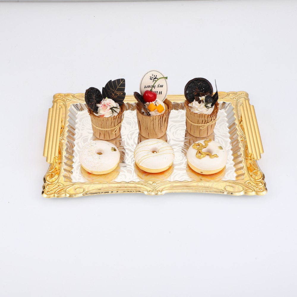 Rectangle Iron Cupcake Serving Tray Fruit Dessert Plates for Party — 5
