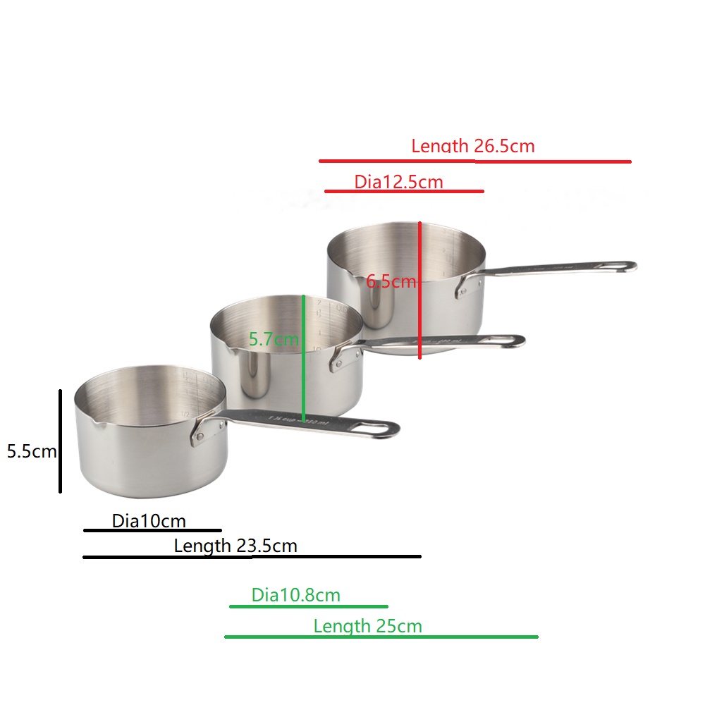 Stainless Steel Measuring Cups - 3 Piece Heavy Duty Measuring Cup Set with Storage Ring — product information