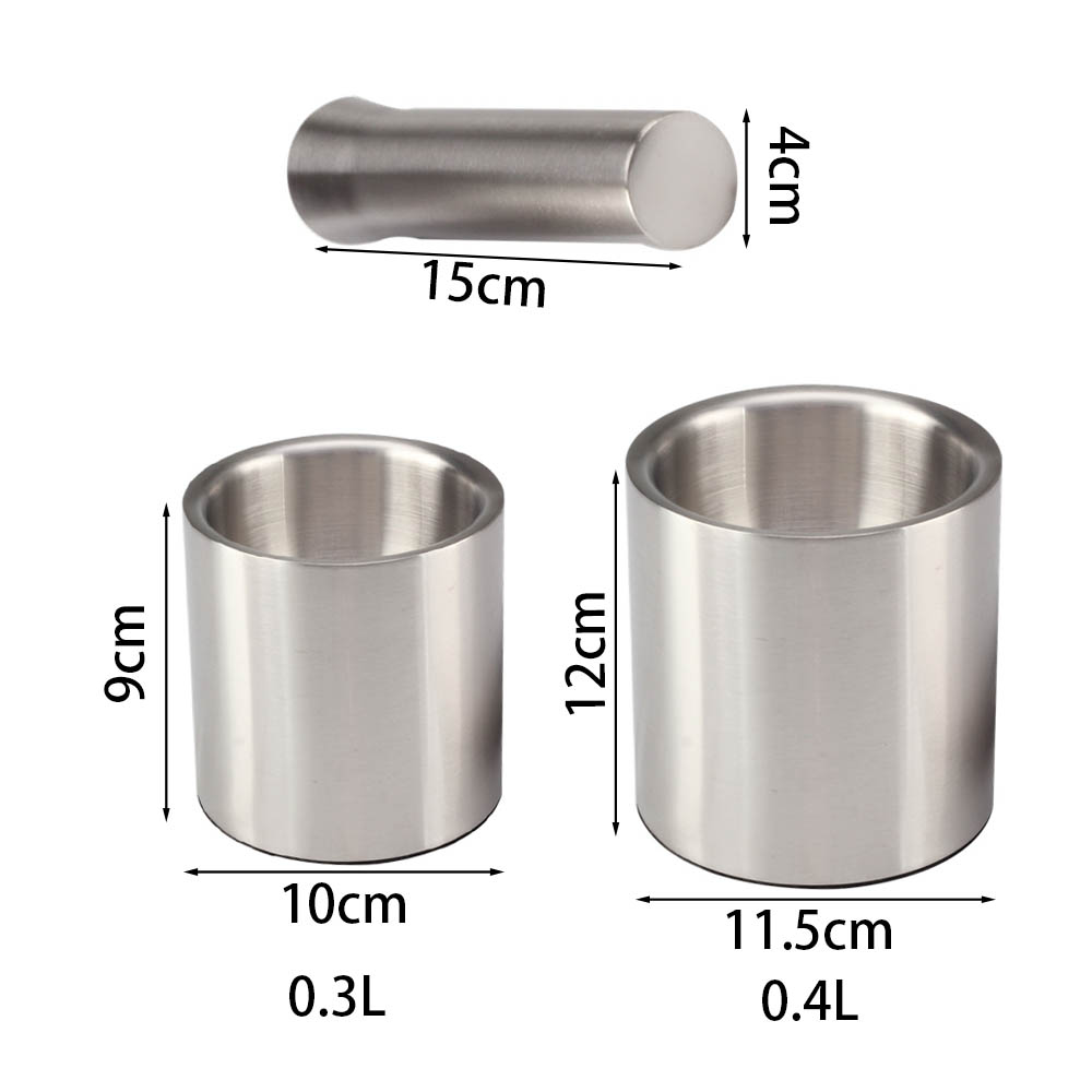 Mortar and Pestle Sets Brushed Stainless Steel Spice Grinder Pill Crusher — product information