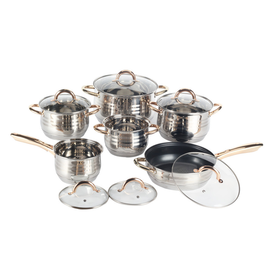 Stainless Steel Cookware With Golden Handle