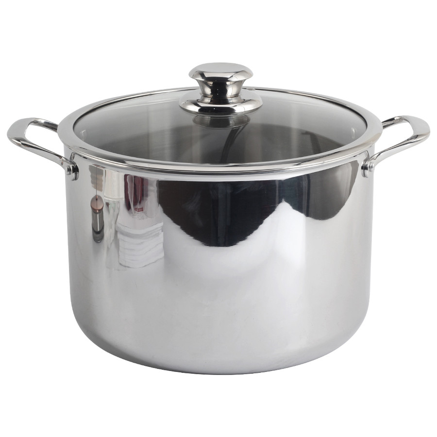 Stainless Steel Tri-Ply Stockpot With Lid, Induction, Oven, Gas And Dishwasher Safe